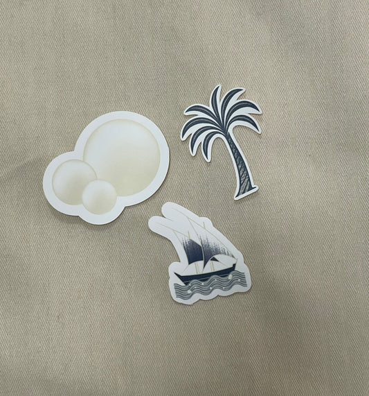 Sticker (سفينة اللؤلؤ، نخلة، لؤلؤ)